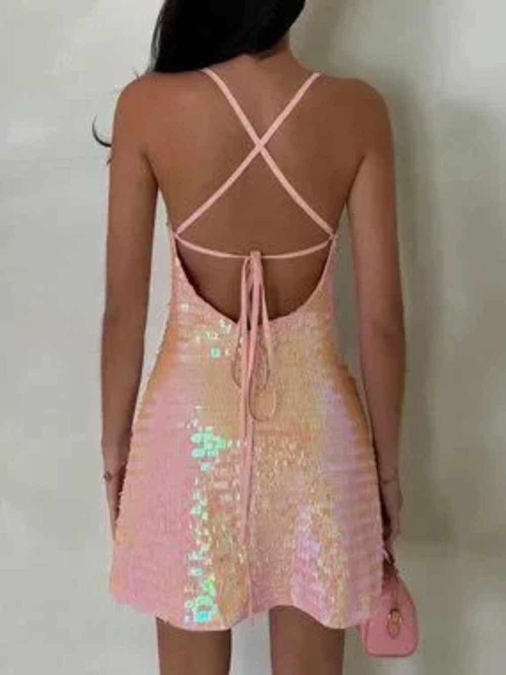 ZARA Pink Party Women's Shiny Sequin Mini Dress